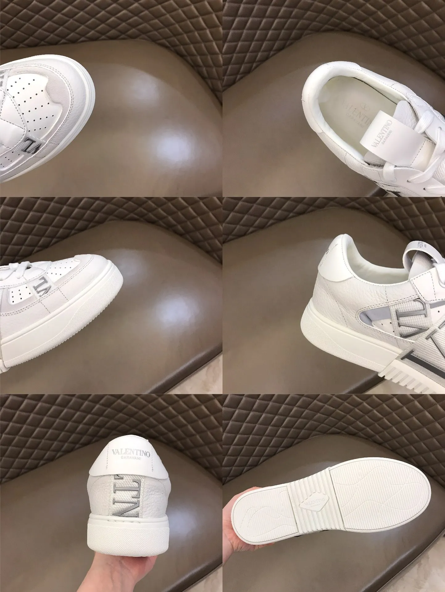 p440 "Valentin*" new spring and summer calfskin lace-up sneakers. No man should be able to refuse these shoes. The classic color scheme is so handsome! Purchase a high-precision replica of the original version to instantly sell off the market currency! 6 VLTN logo rubber effect straps - Valentino Garavani Logo printed on the back and tongue, all materials are customized to ensure quality! Size: 38-44